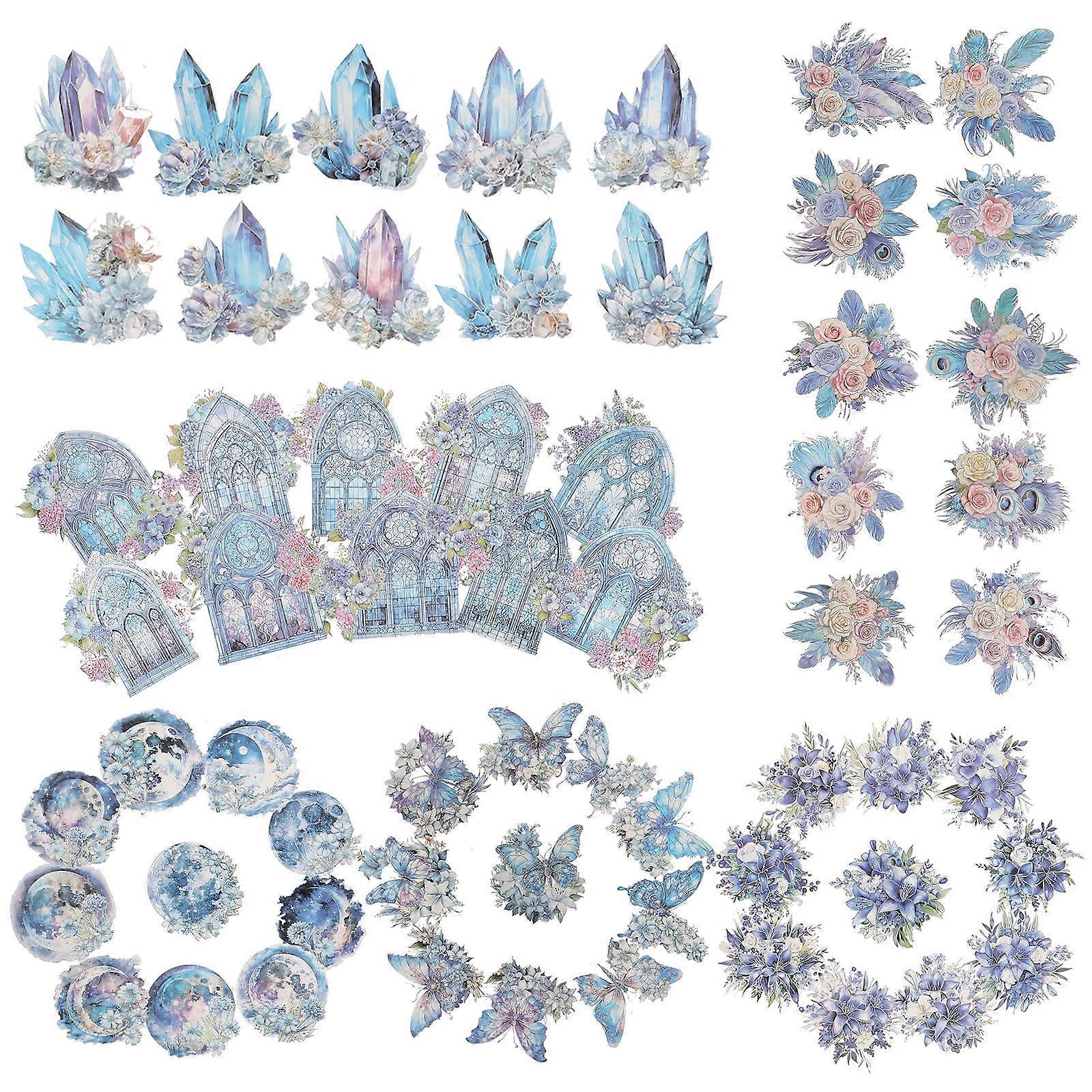 Stickers For Scrapbooking 6 Bags Of Plastic Photo Album Decorations Suitable For Craft Enthusiasts Blue Color Enhancing Decor 6Pcs