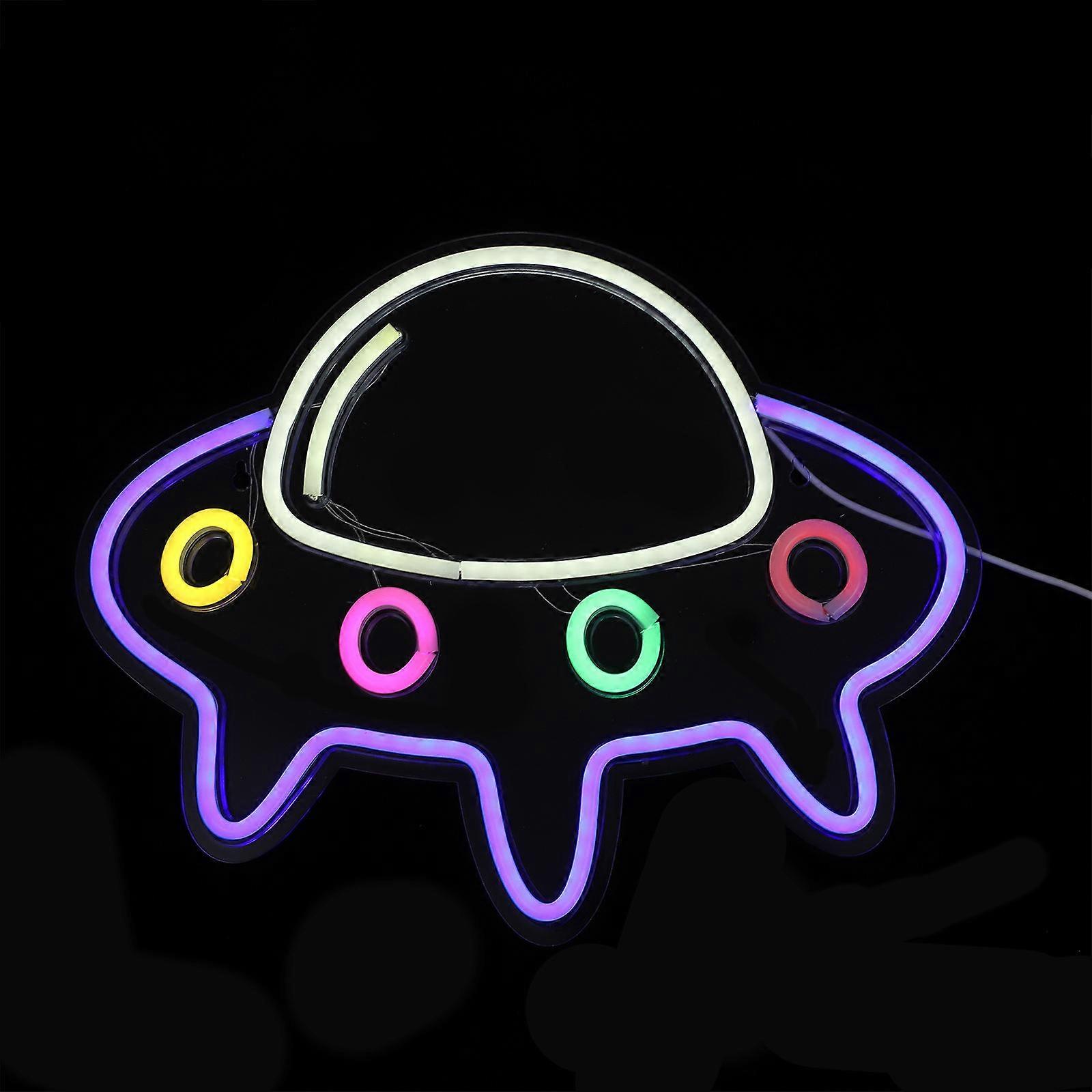 Creative Spaceship Shape LED Neon Sign with USB Power for Decor Transparent Color