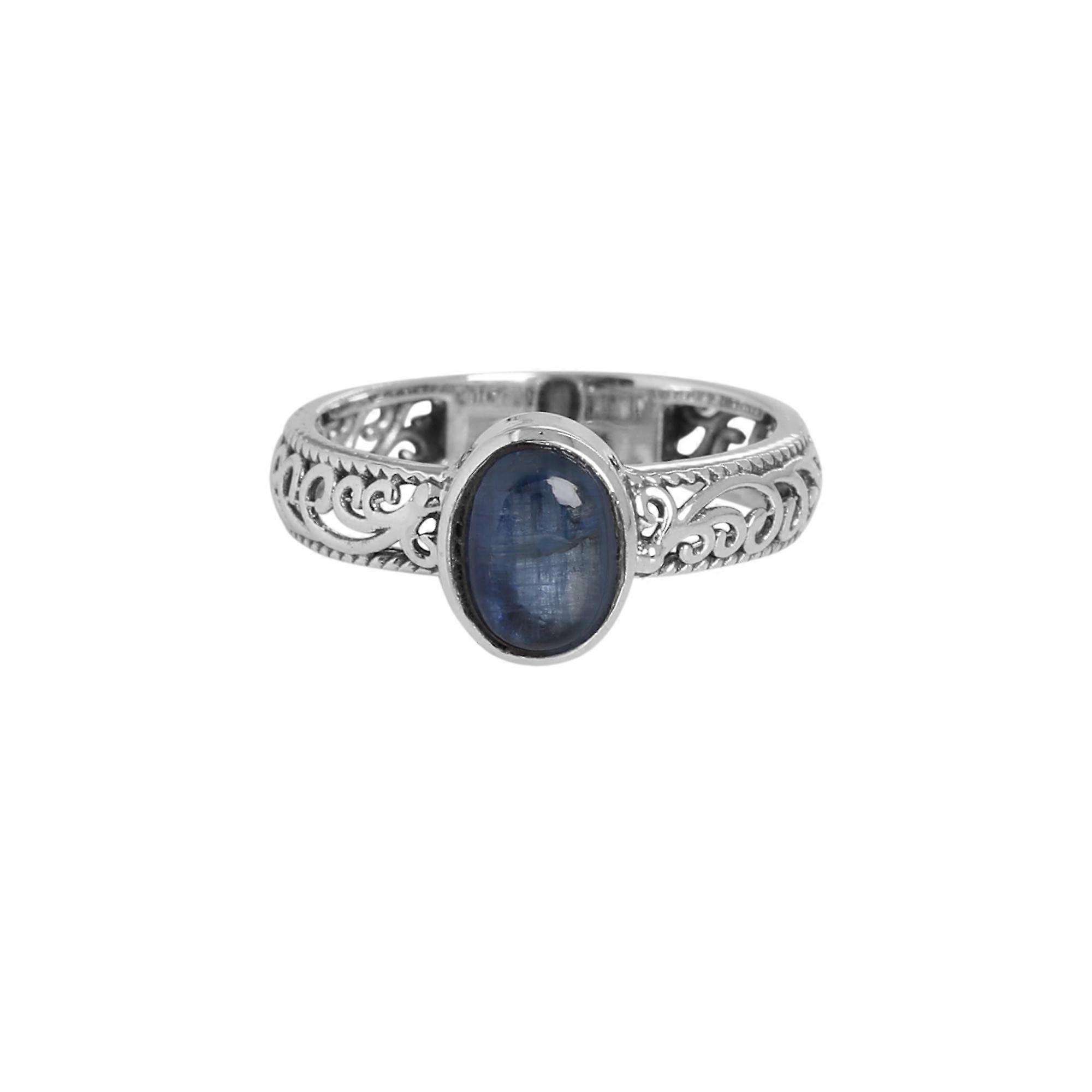 Anello di fascino in argento cianite, gioielli di moda, gioielli fatti a mano in argento sterling 925, regali per lei, anello in argento da donna ar8919