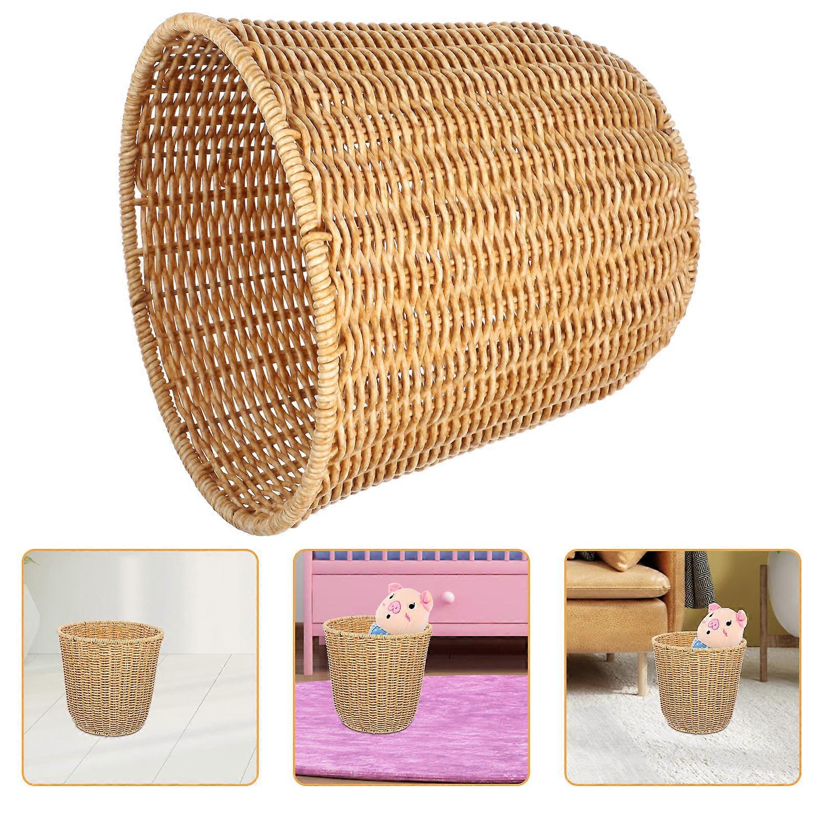 Orange Woven Storage Basket for Home Organizer and Sundries with Plastic and Iron Material Small Size