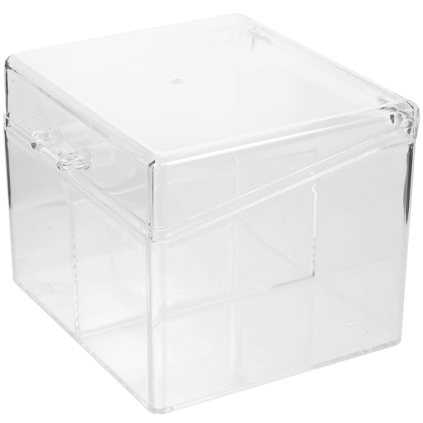 Clear Acrylic Business Card Organizer with Flip Lid – Dustproof Transparent Storage Box with Two Compartments for Office and Home Use