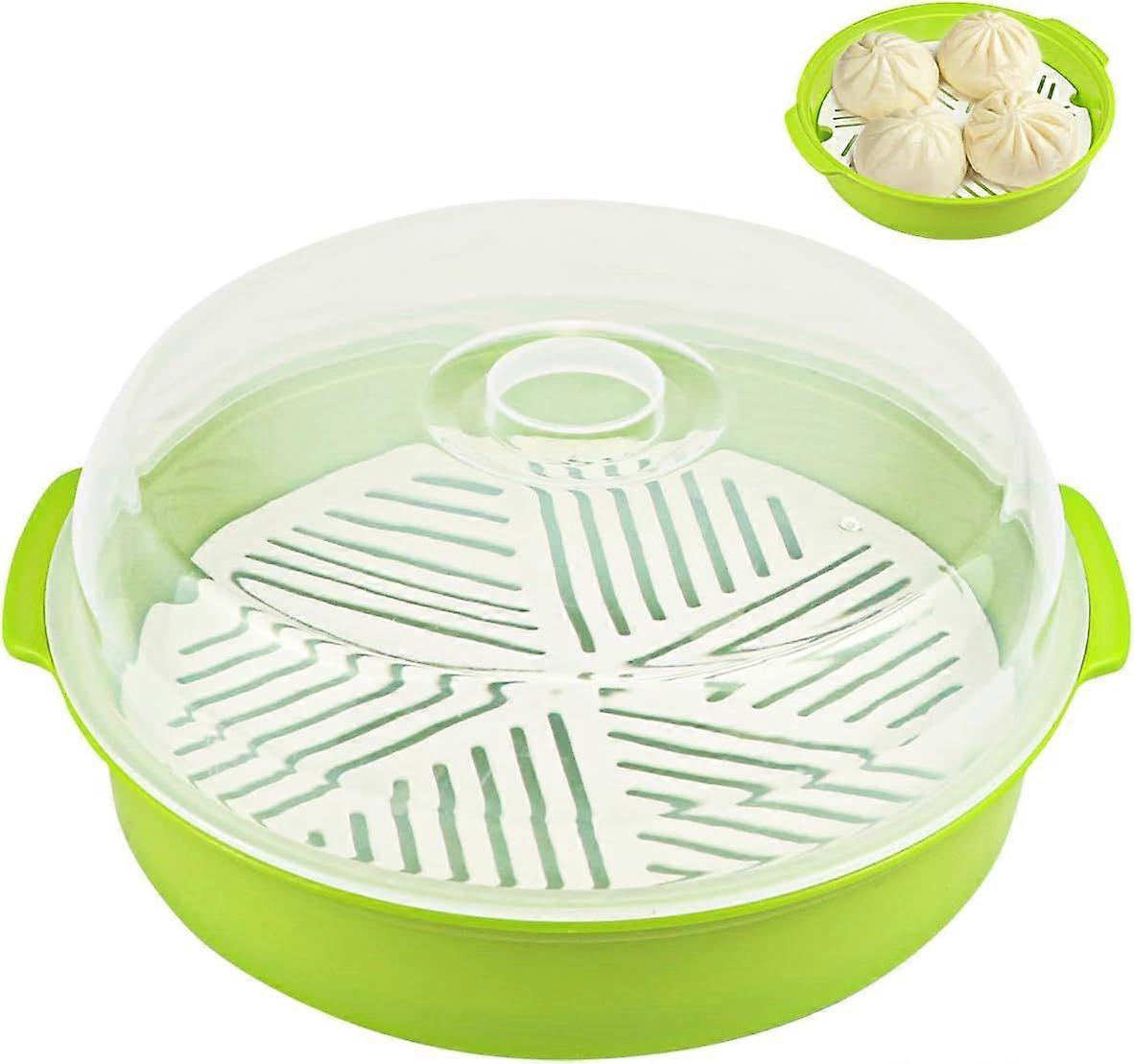 電子レンジスチーマー:ホームオフィスや旅行用の蓋付き電子レンジスチーマー-野菜ご飯用プラスチックスチーキングバスケット