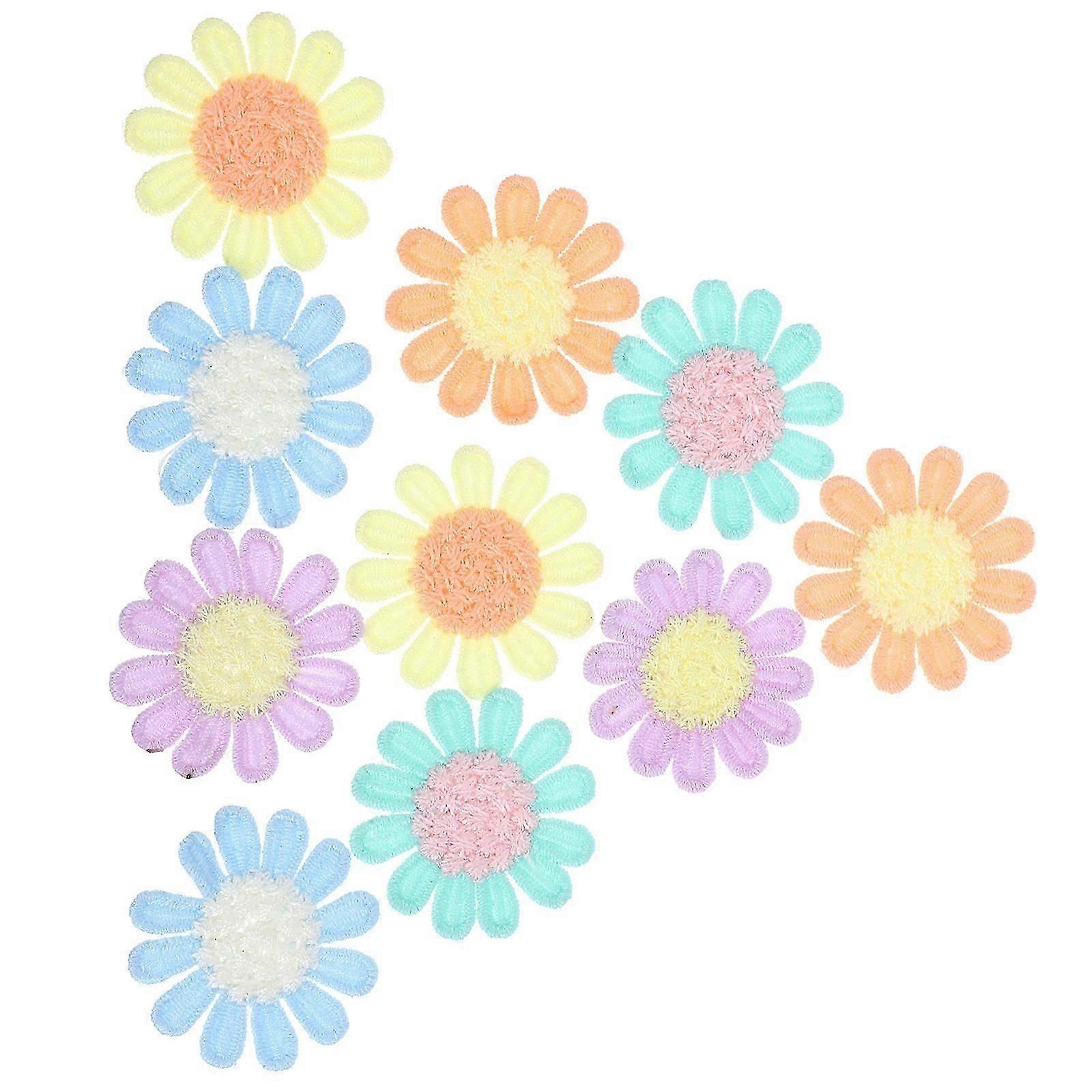 Kläder Patch Applique Väska Reparation Dekorationer Grön Blomma Form 4,3X4,3Cm 10st