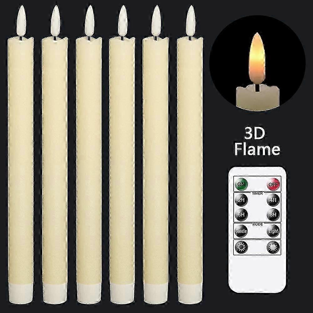Flameless Ivory Cone Candle With Remote Control Led 3d Candle 6-pack