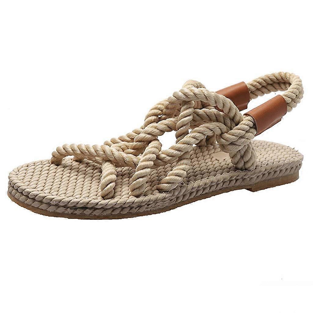 Braided Rope Sandals for Women - Casual Summer Footwear, Size 39, Color B, Traditional Style, Simple Creativity