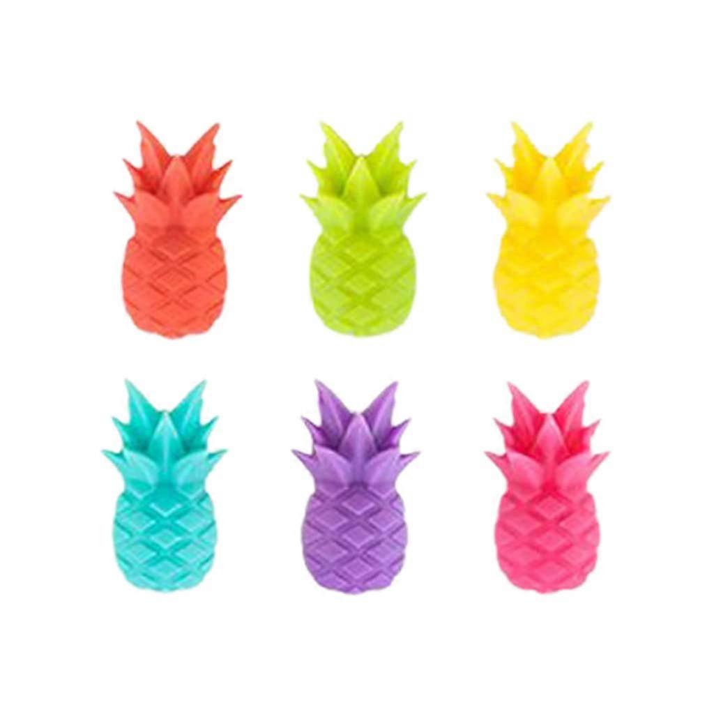 Wine Glass Markers Set of 6 Pineapple Silicone Drink Charms for Party Identification Cup Labels and Tags