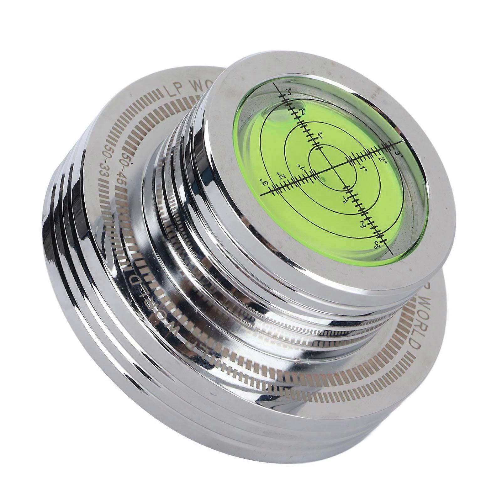 Record Weight Stabilizer Disc Clamp with Bubble Level 77mm Silver