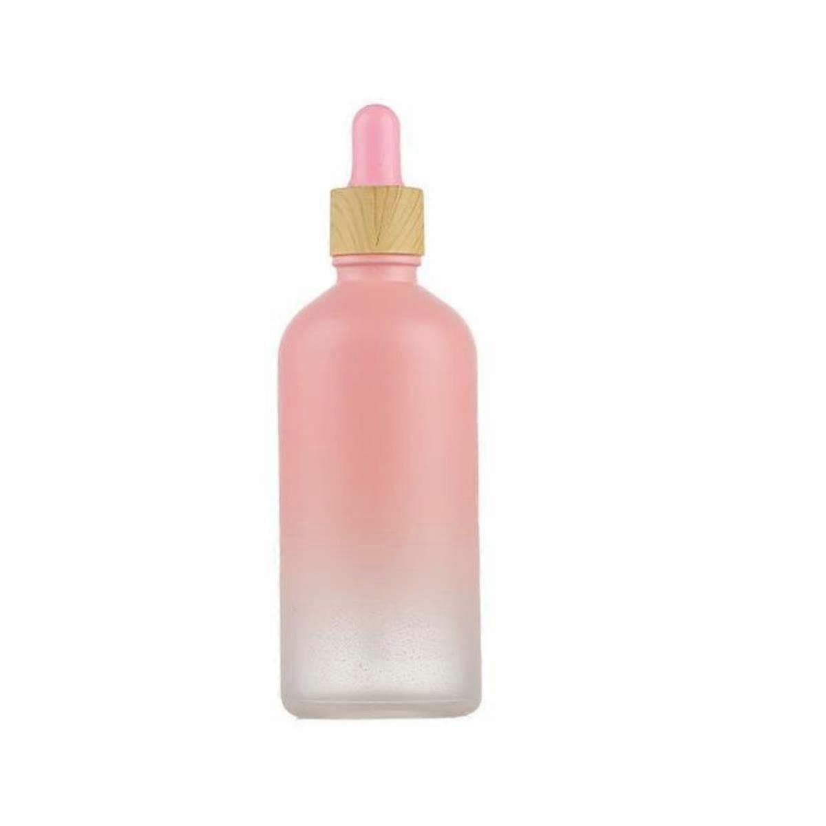 Pink Frosted Glass Bottle With Pipette Dropper 5ML-100ML Essential Oil Cosmetic Bottle