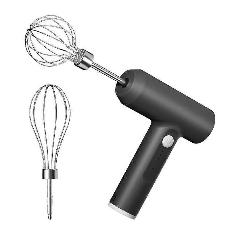 Cordless Electric Food Mixer Portable 3-Speed Hand Mixer For Baking Dough Cake Cream, Whisk, Battery-Operated, Nero