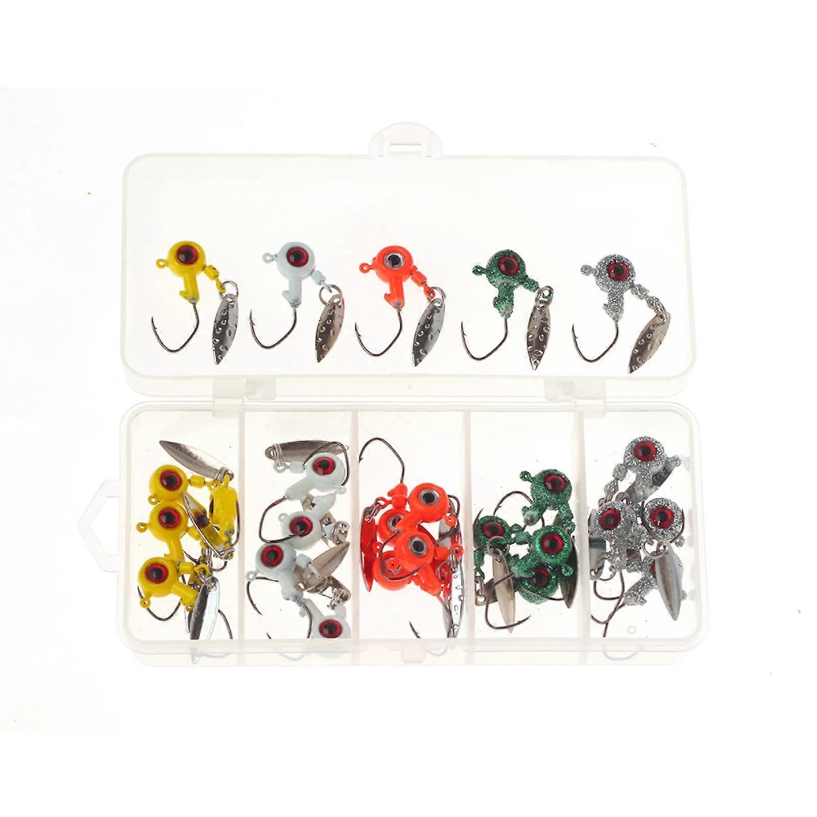 25Pcs Jig Heads Hooks Kit Freshwater Lures With Fish Eye Painted Jig Heads For Bass Trout Crappie 0.14oz 0.08oz