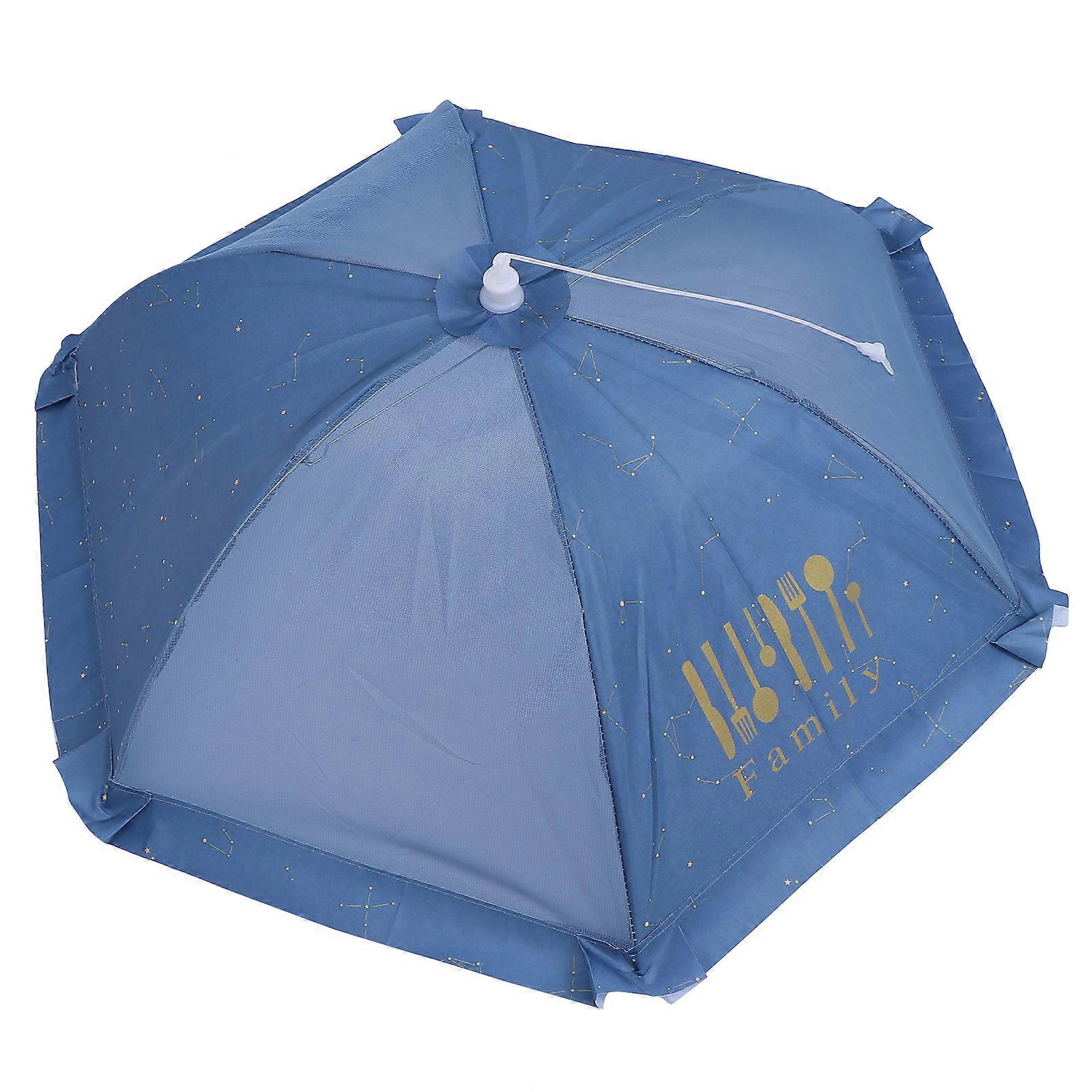 Protective Dish Cover Foldable for Household Use Blue Polyester Steel Food Protection 1Pc