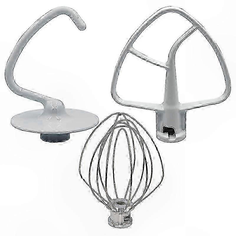 3-Piece Mixer Accessory Kit with Dough Hook, Wire Whip, and Coated Flat Beater for Stand Mixers
