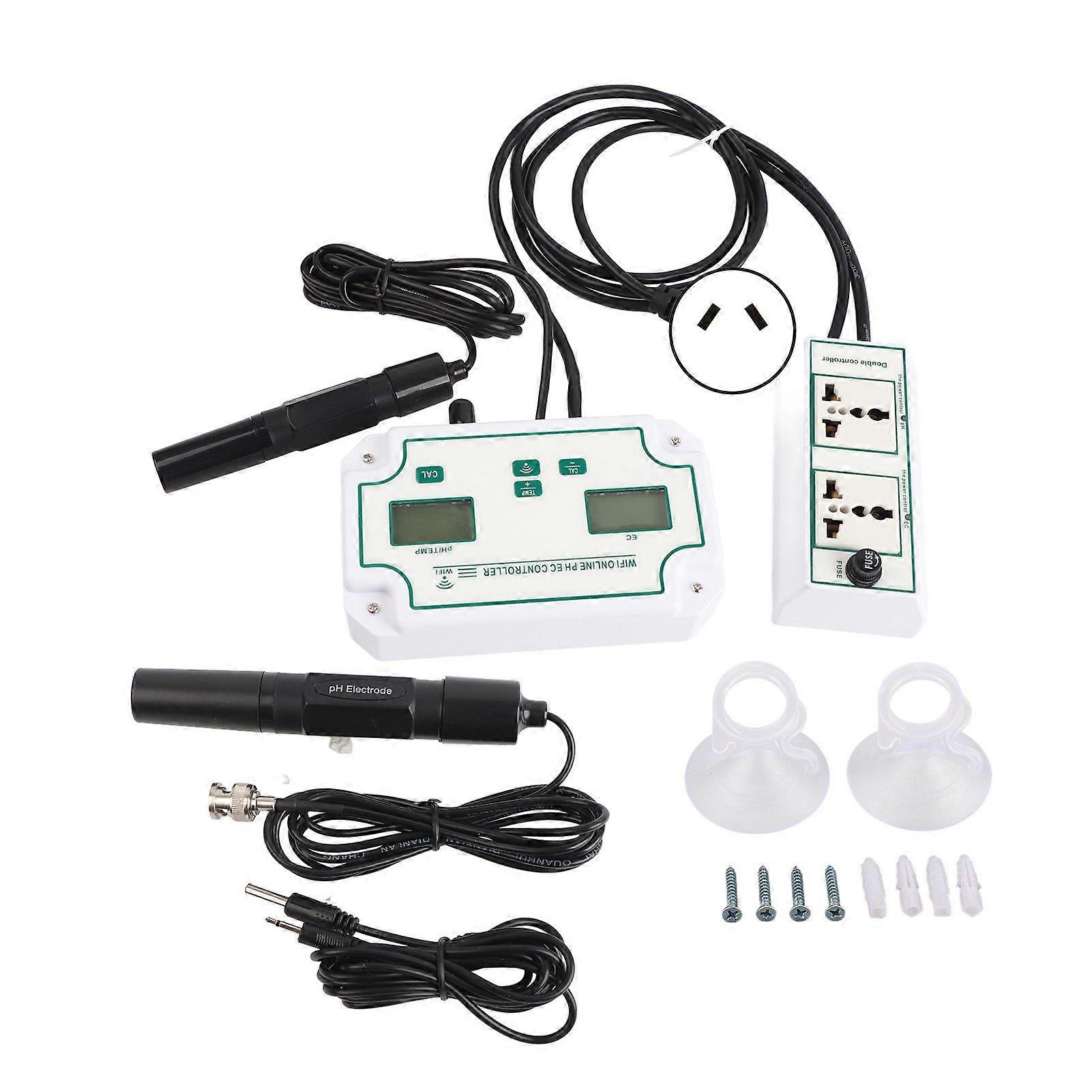 3 in 1 Water Quality Tester PH EC TEMP Multiparameter PH Tester Water Quality Monitor with LCD Display for Aquarium 220V AU Plug