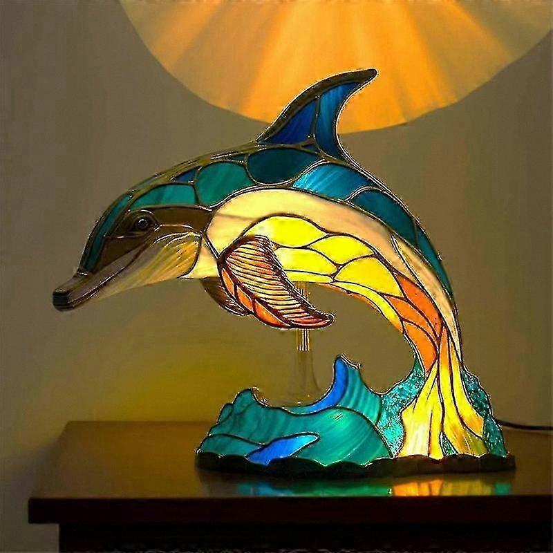 Elephant-Themed Resin Table Lamp for Home Decoration with Tiffany Style