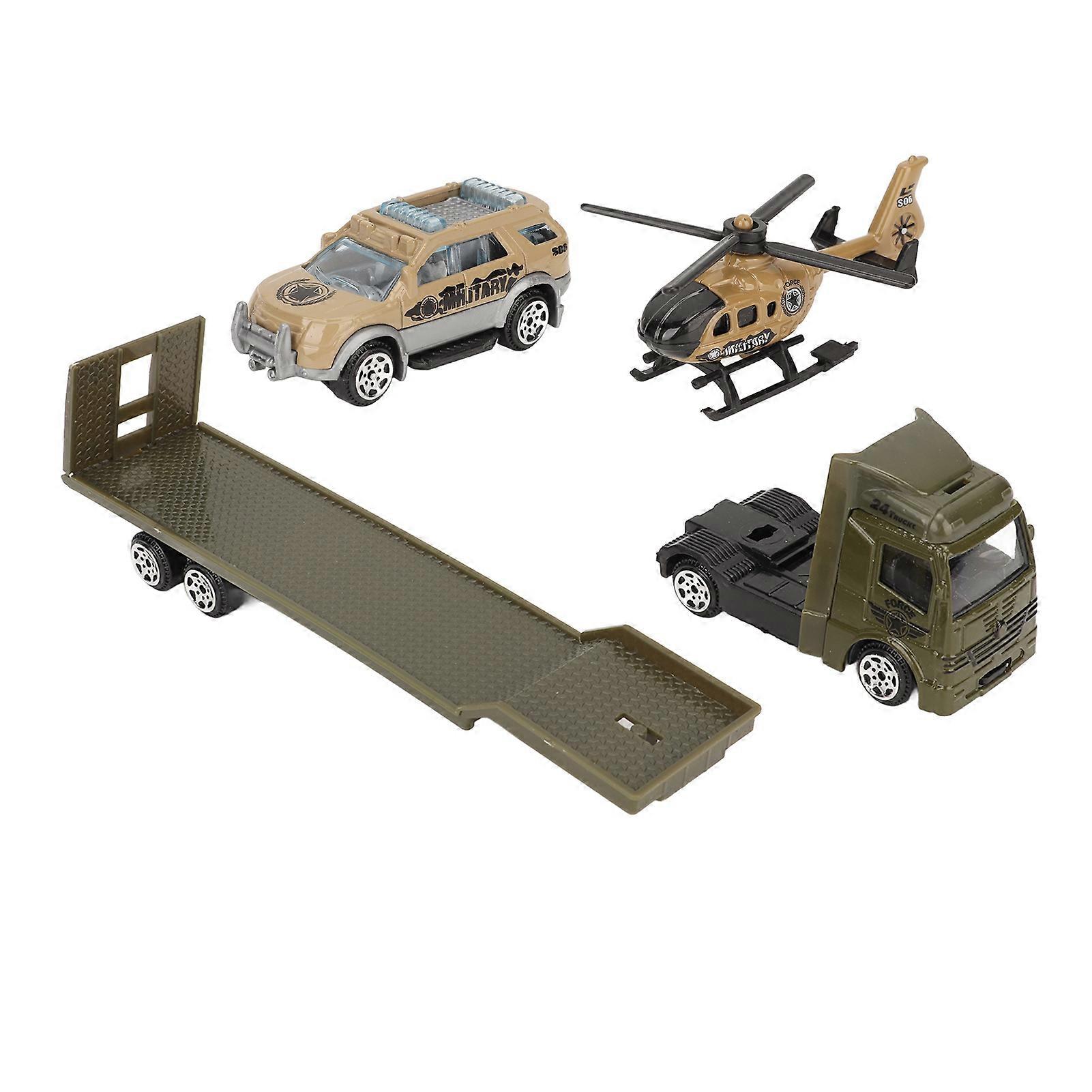 4pcs 1:64 Alloy Engineering Car Playset, 20cm Simulation Trailer