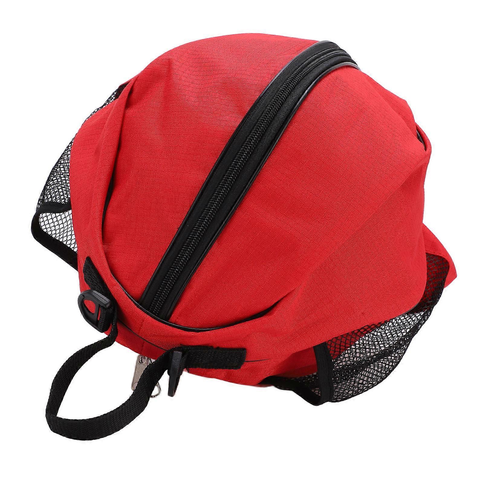 Round Mesh Basketball Bag 26-28cm PVC Red with Black Edges