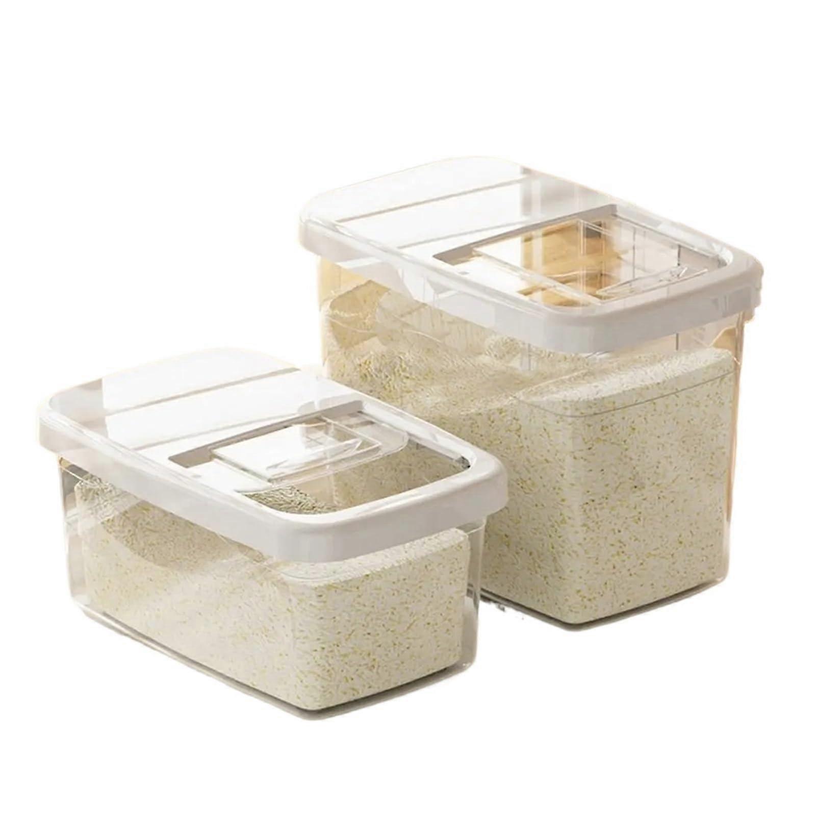 Rice Storage Box Moisture-Proof Sealed 7.5kg Capacity White Kitchen Storage Container For Rice Cereal Grains