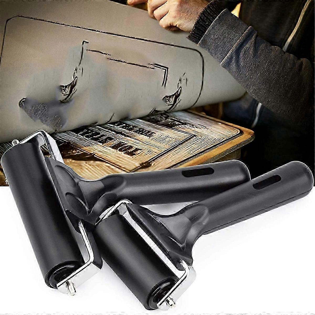 Optimized Roller Brush Printmaking Tool with Ink Dabbers for Art & Craft Oil Painting