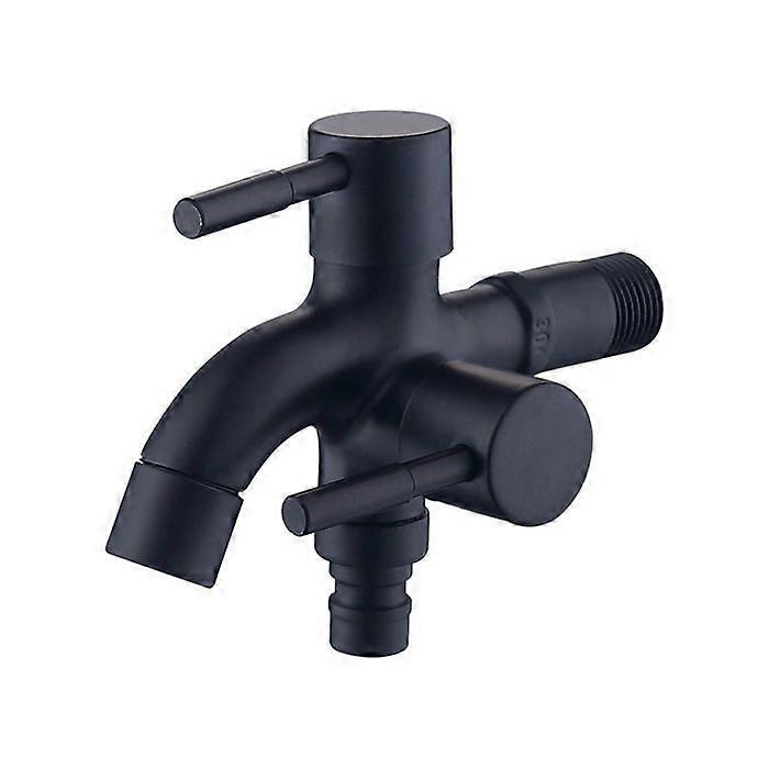 Bathroom Faucet, Dual-Purpose Faucet 1 Inlet 2 Outlets, Stainless Steel, for Sinks, Washing Machines Black