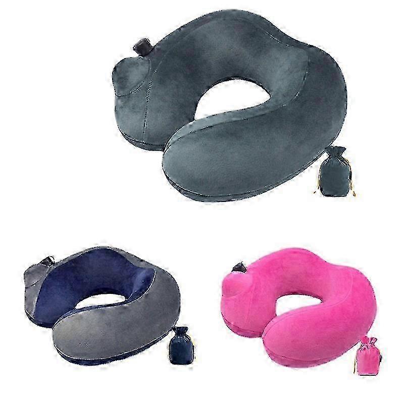 Soft Comfortable Travel Pillow Press-type Inflatable U-shaped Neck Support Headrest Portable