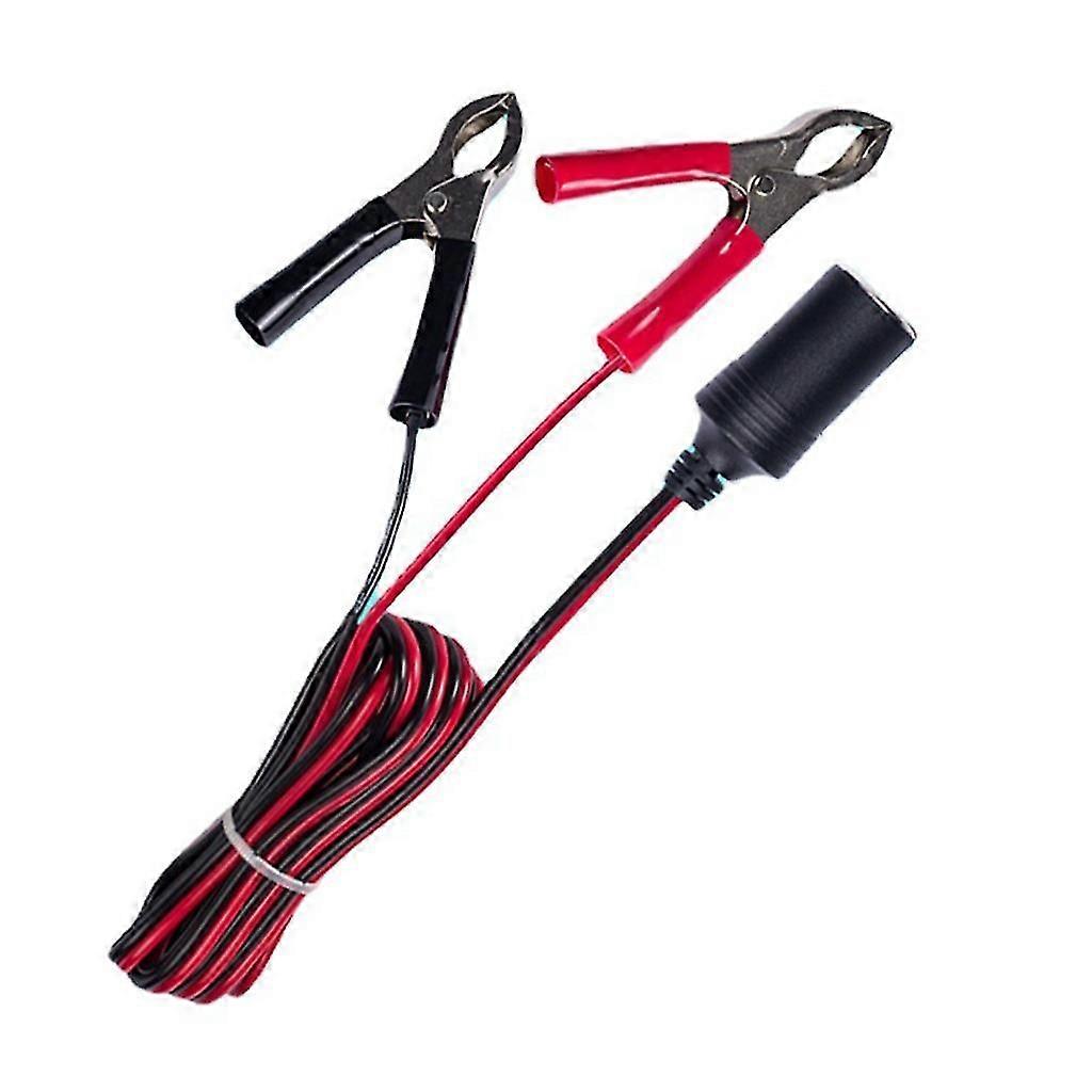 Car Cigarette Lighter Socket Extension Cable 12V-24V Battery Clamp-on Cord