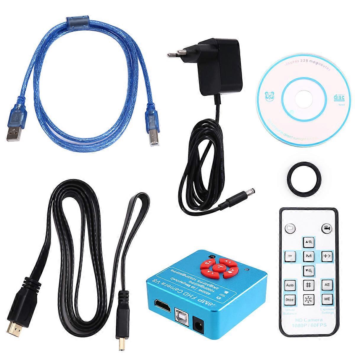 1080P 2K TypeC 48MP Industrial Lab -Compatible USB TF Electronic Digital Video Stereo Trinocular CameraMagnifier(EU)