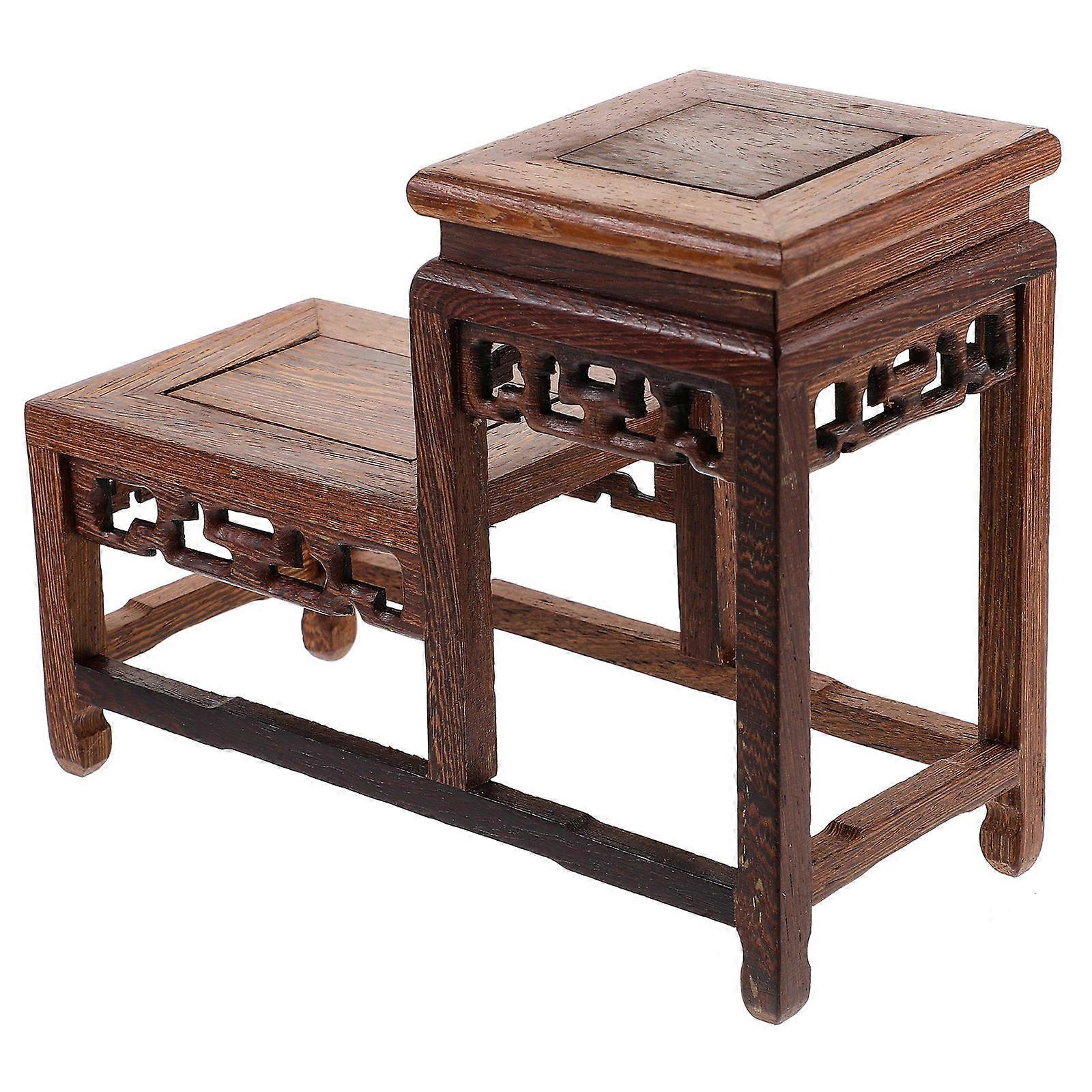 Wooden Vase Display Stand for Storage Use 5Pcs Coffee Wood Base Riser
