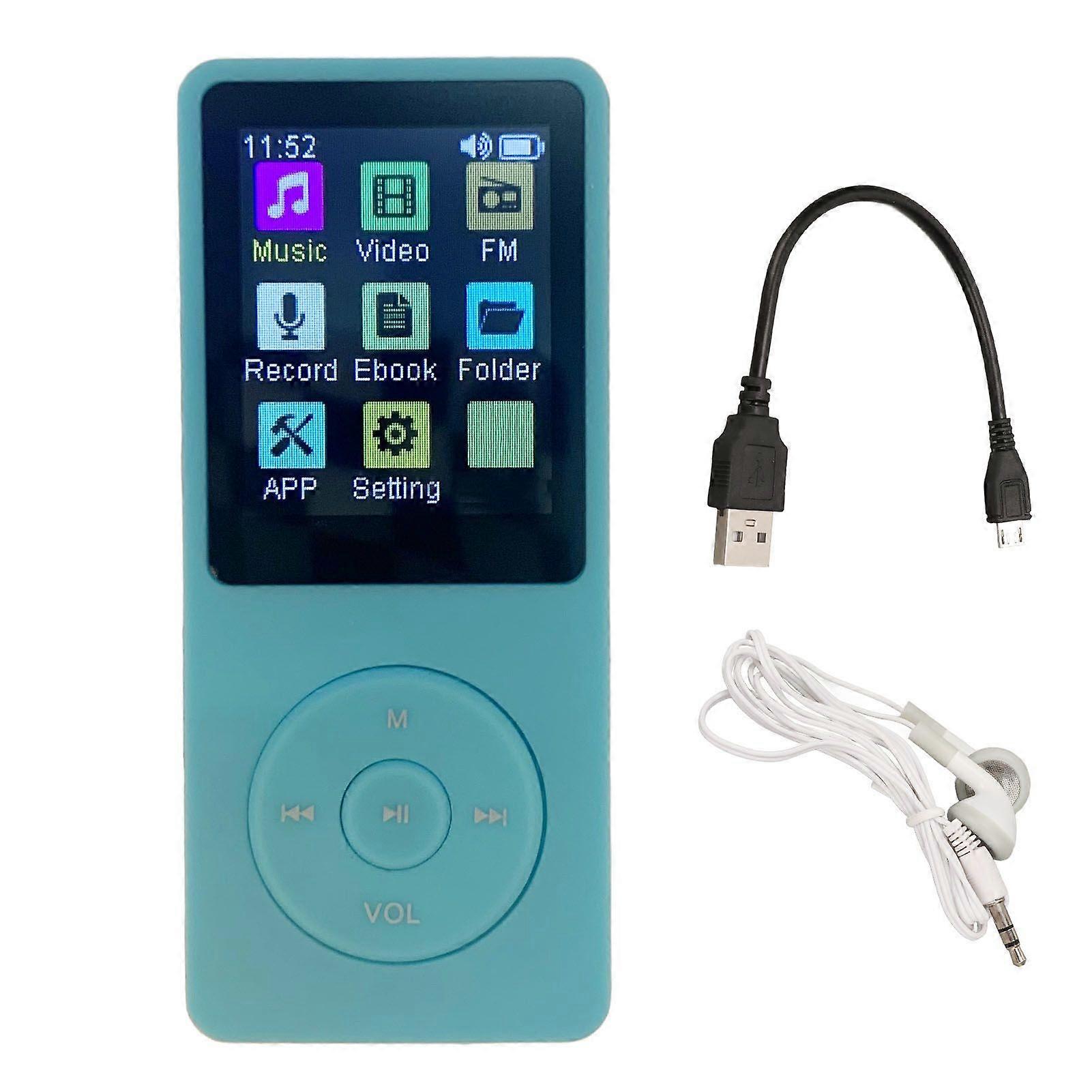 MP4 Player Portable Support Small Memory Card Ultra Thin 1.8 Inch LCD Media Music Player with Accessories for Students Blue