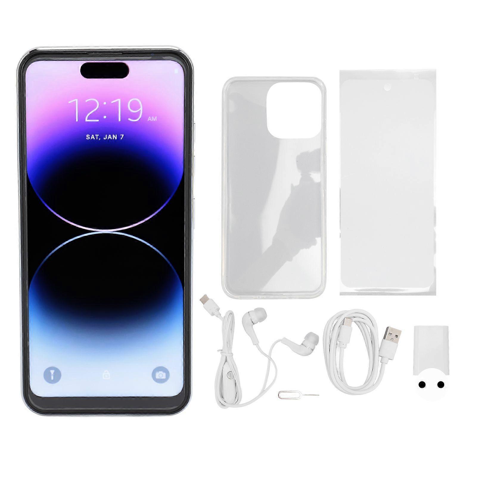 Smartphone i15 Pro Max pour Android 13 6,6 pouces 4G 6 Go 128 Go Téléphone portable déverrouillé 8MP 24MP Double caméra 5GWIFI Smartphone 100240V Prise UE blanche