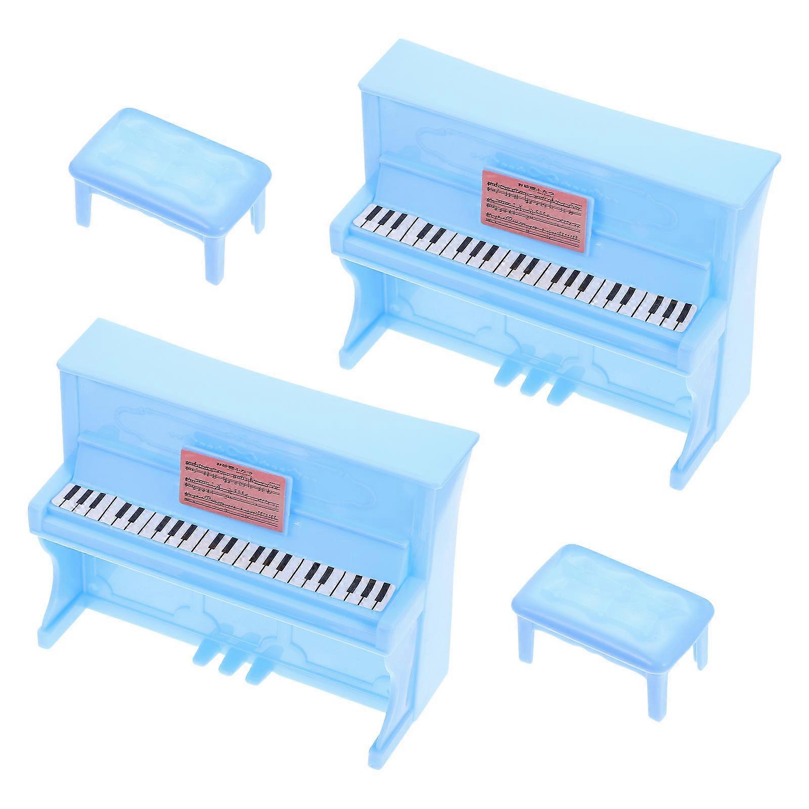Miniature Piano Small Piano Stool Toy for Decor 2Sets Durable ABS Material