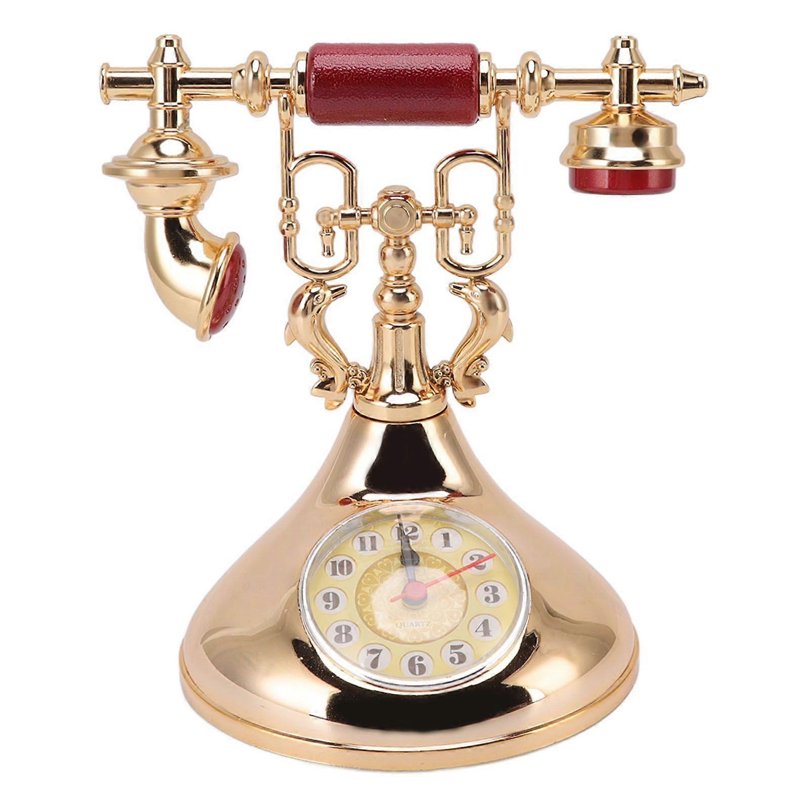 Vintage Telephone Alarm Clock Unique Elegant Accurate Time Bedside Clock Decoration for Home Cafe Office YF020 2