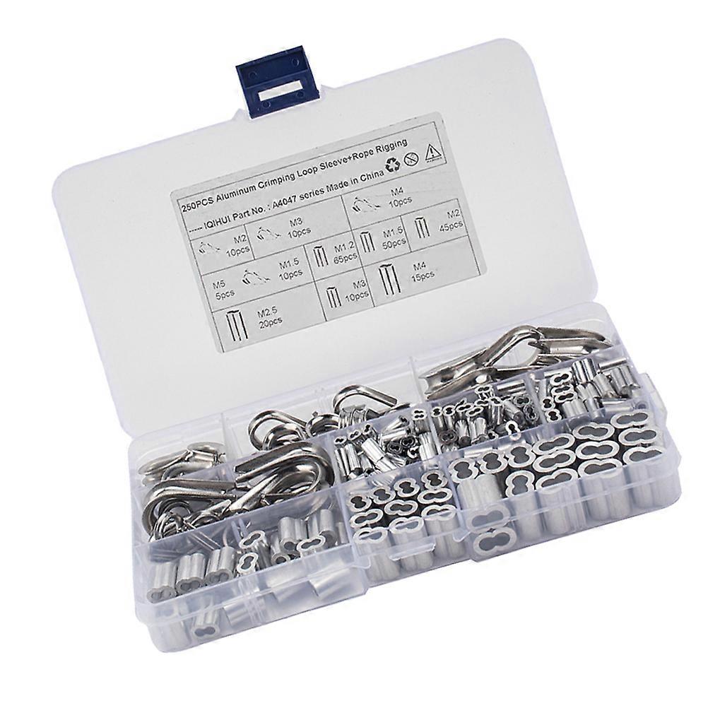 Stainless Double Barrel Crimping Loop Sleeve Steel Wire Rope Loop 250Pcs