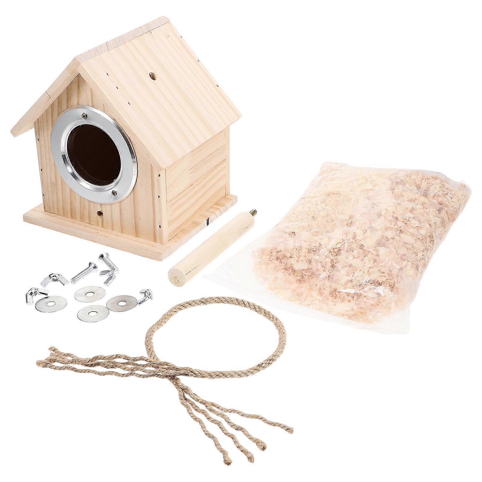 Wooden Birds Nest Pet Nest Box for Breeding 1Pcs in Beige Color