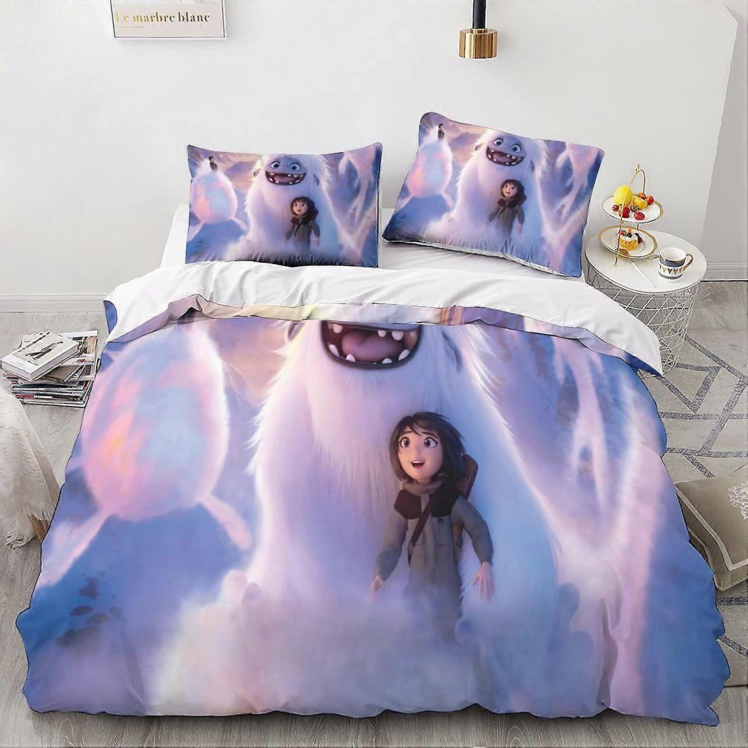 AM558 Abominable Duvet Cover with Pillowcases 3D Printed Bedding Set with Zipper Closure Unique Design Anti-allergic Quilt Cover Double200x200cm