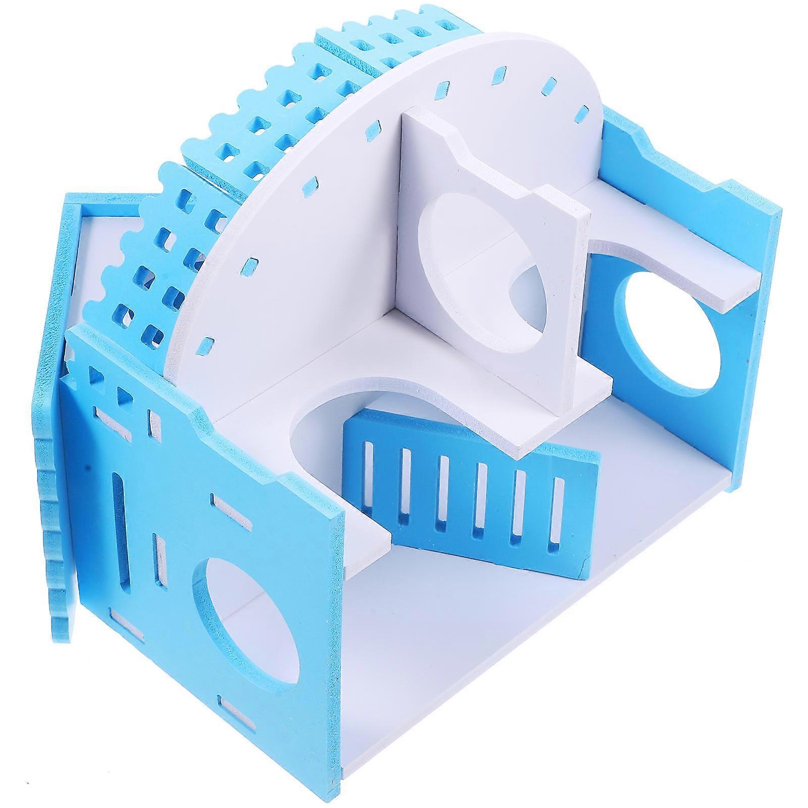 Sky-Blue Hamster Hideout Guinea Pig Hideout House for Pets 3Pcs PVC