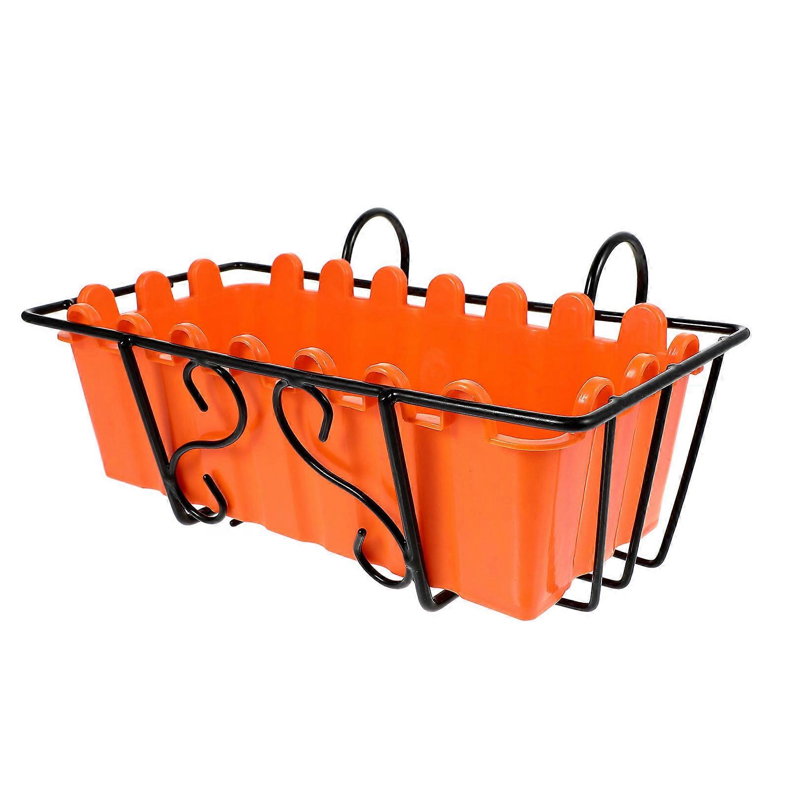 Hanging Flowerpot Container Iron Rack Balcony Decoration 32.00X22.00X15.00CM Simple Style 1 Set