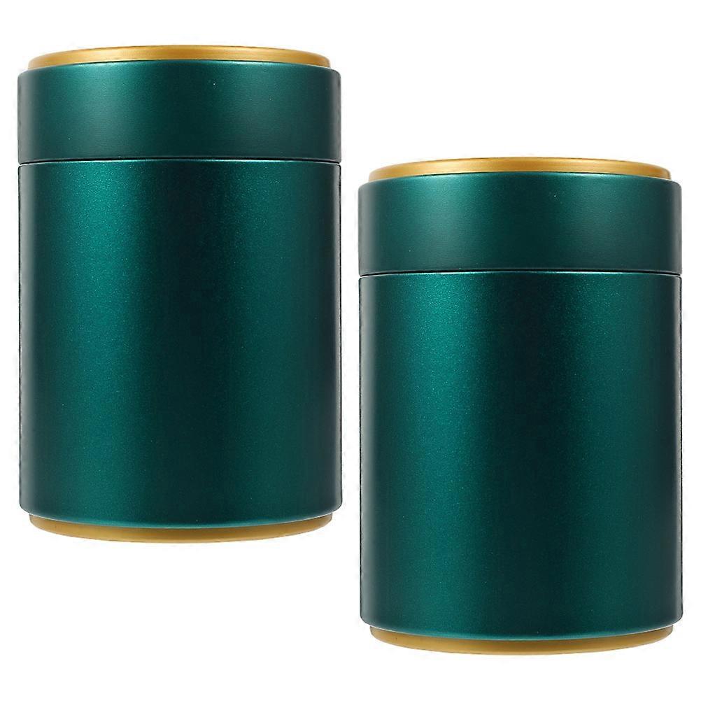 Airtight Tea Canisters Set Of 6 Pcs For Kitchen Storage Dark Green Tinplate Jar With Lid