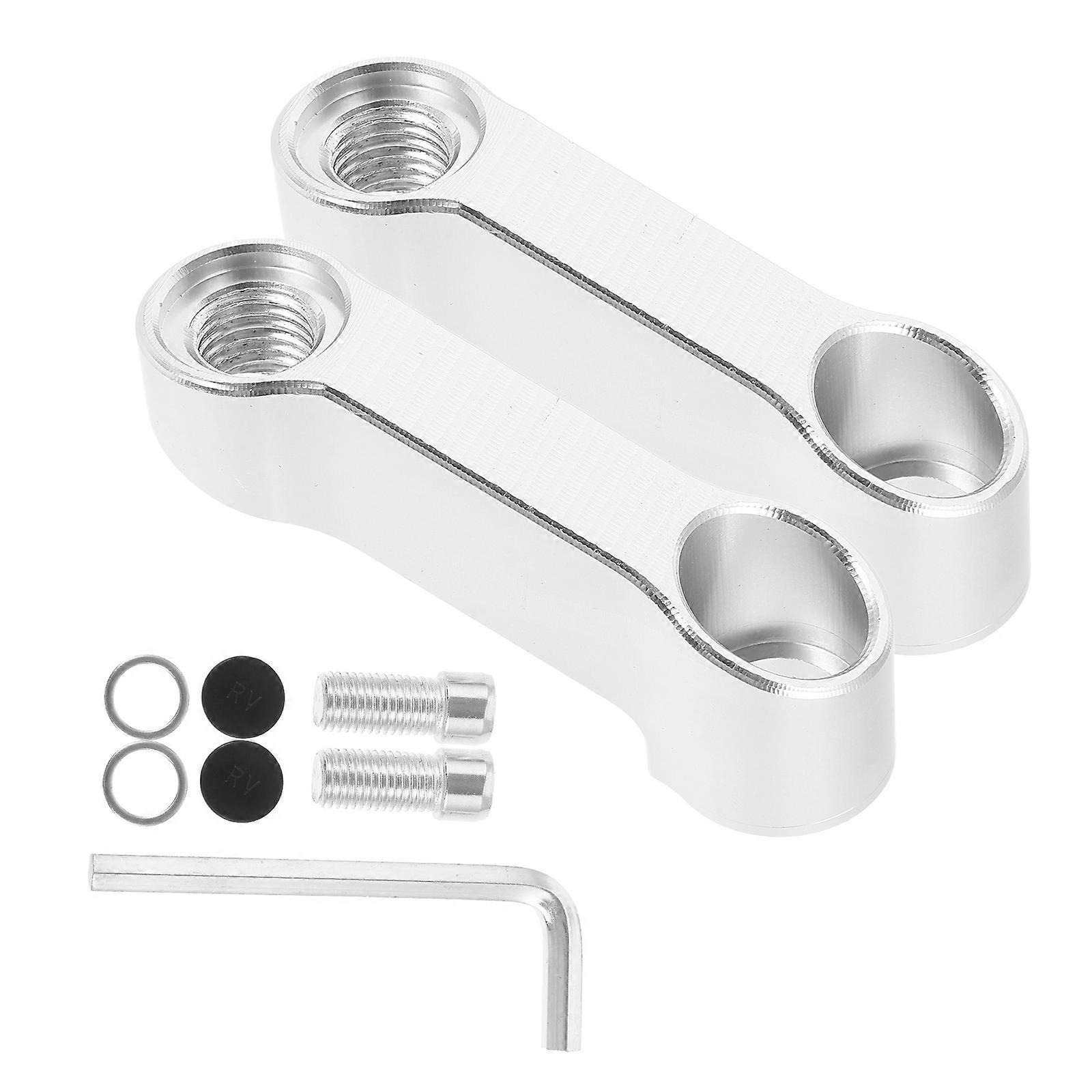 Motorcycle Mirror Mount Riser Brackets for Rearview Mirror 3Sets Silver