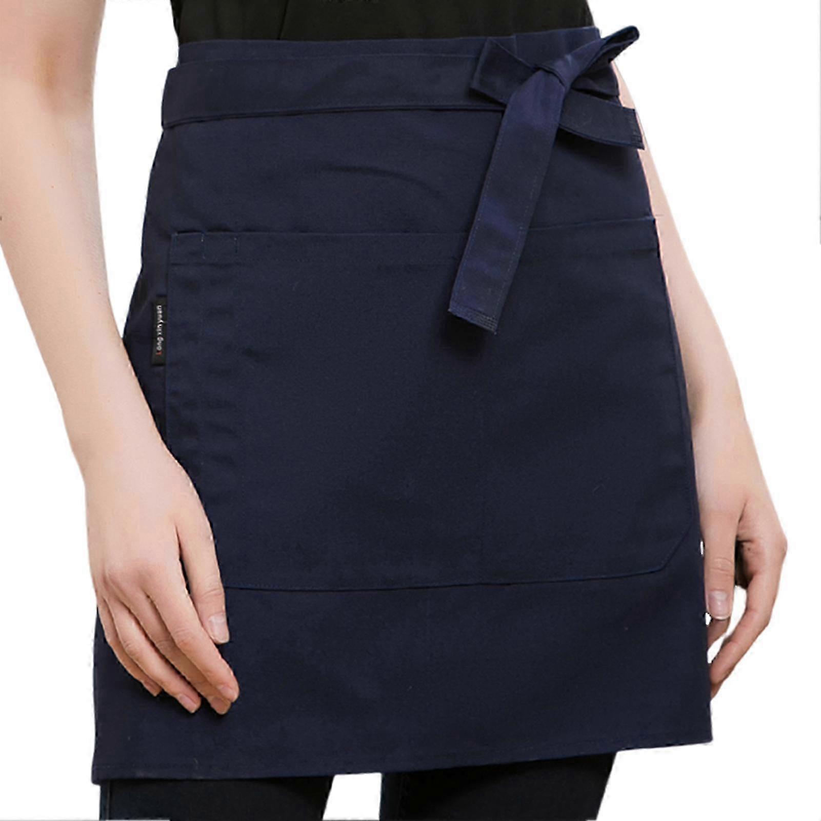 2025 Unisex Waterproof Half Apron with Pocket Waitress Chef Waist Apron Resistant Restaurant Cafe Lace-up Short Apron Jikaixiang