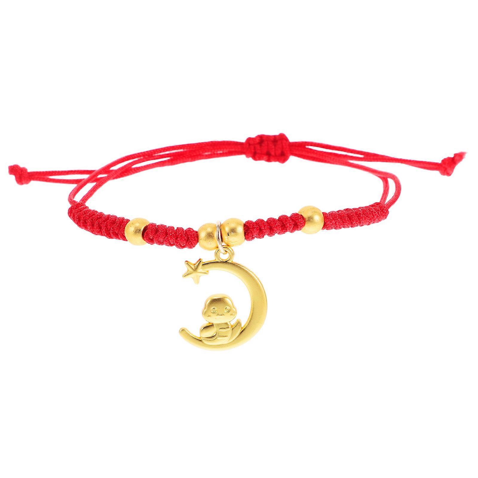 Adjustable Red String Chinese Zodiac Bracelet Lucky Snake Charm Handmade