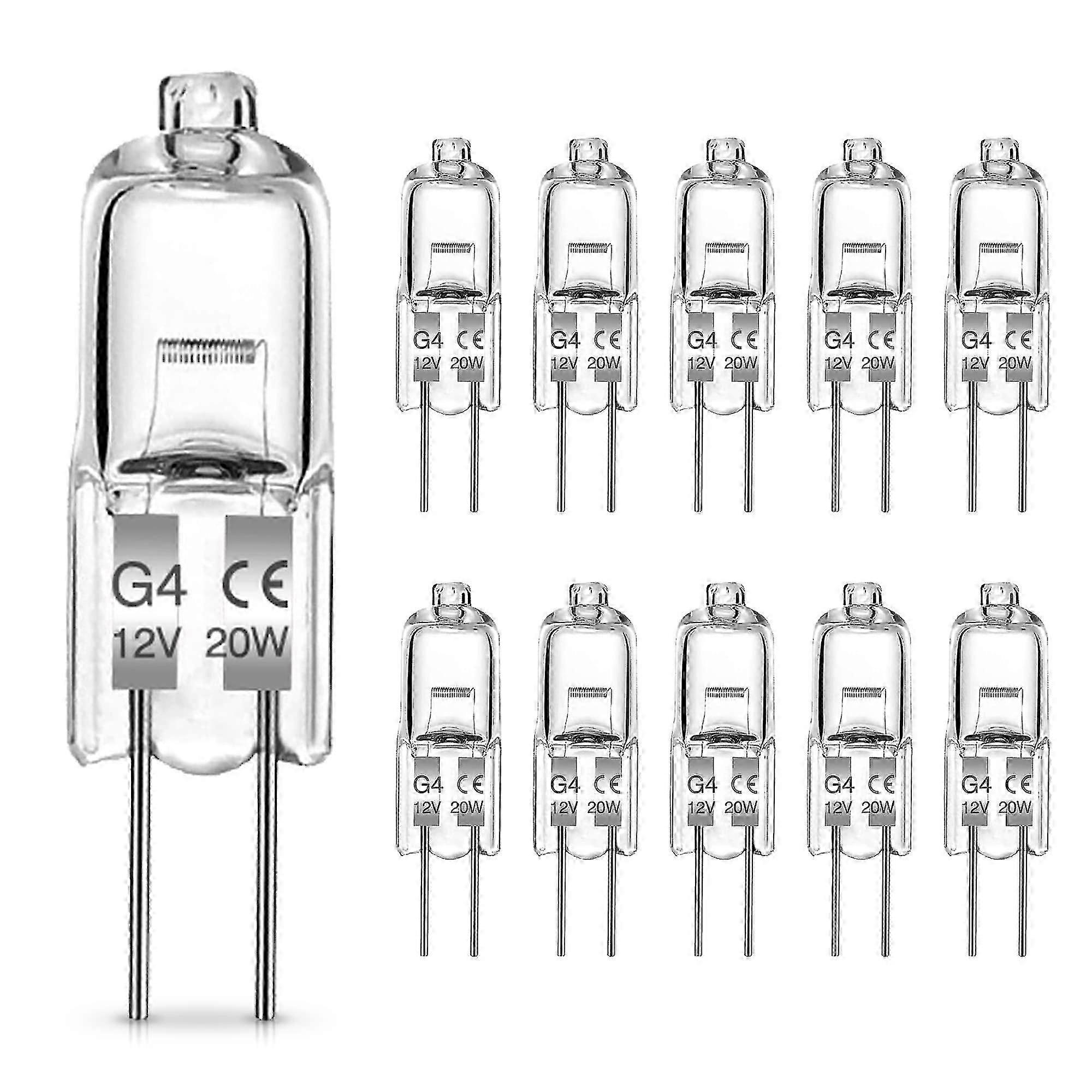 G4 Halogen Bulbs, 20w G4 Bulb, 12v Halogen Pin Base Lamp, 2700k Warm White,, 300lm, G4 Low Voltage Halogen Lamp, Transparent Capsule Lamp, Pack Of 10