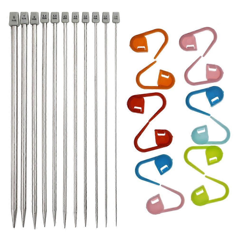 Knitting Supplies Kit Single Pointed Knitting Needles and Marking Buckle 122Pcs