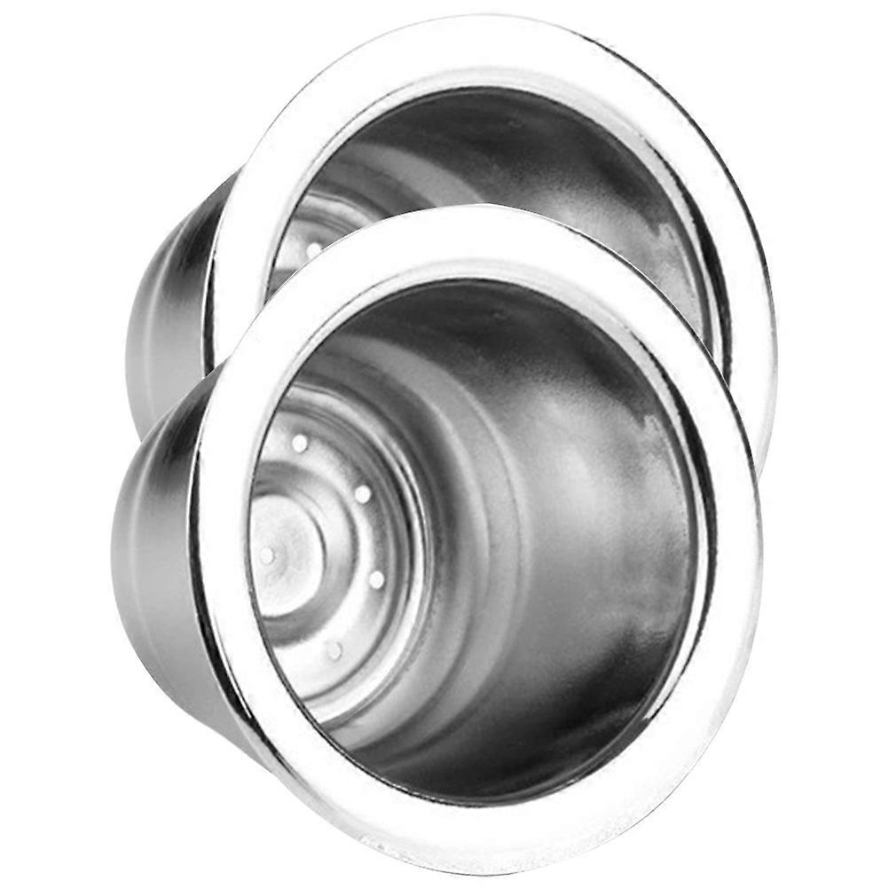 Compact Coffee Filter Cups 2Pcs Round Stainless Steel For Convenient Coffee Making Experience With Uniform Precision And Easy Maintenance
