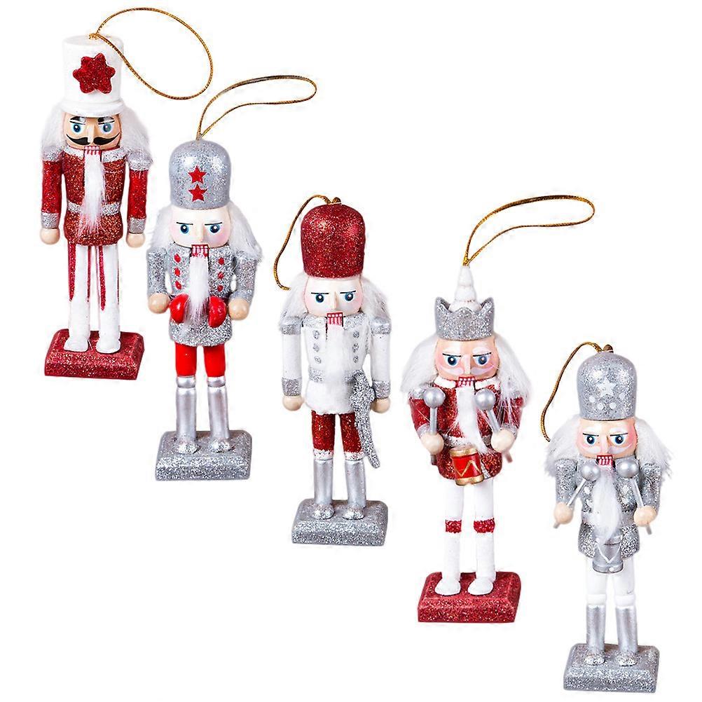 Walnut Soldier Pendants Xmas Nutcracker Decorations for 5Pcs Wooden