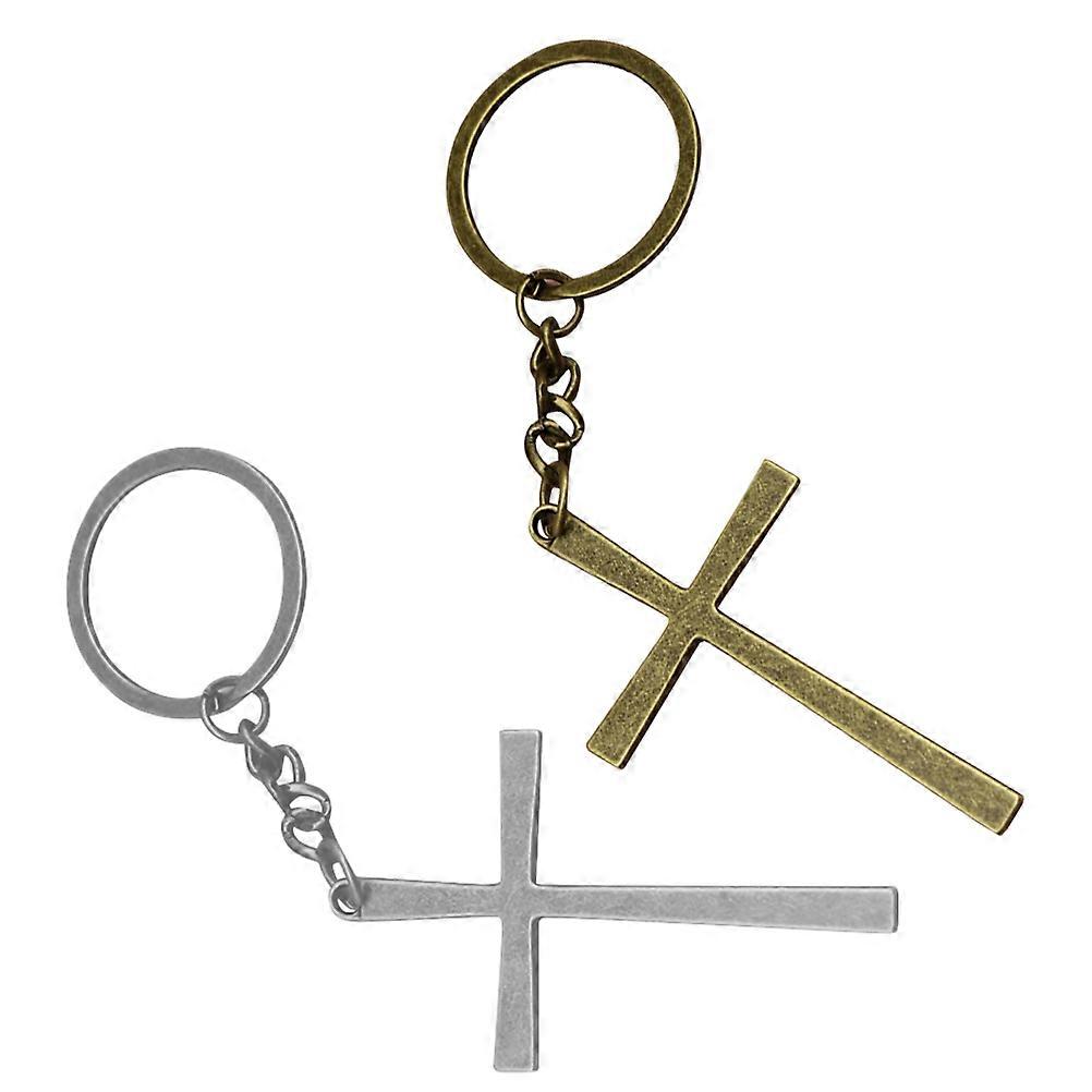 Decorative Cross Pendant Keychain for Handbag with 4Pcs Small Metal Keychains