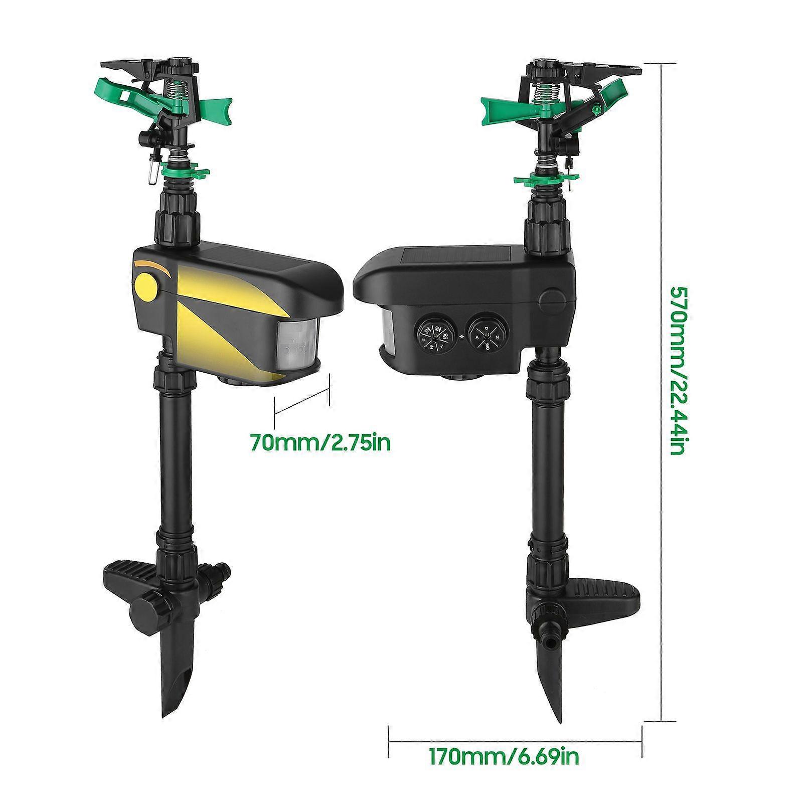 Solar Power Motion-Activated Sprinkler Animal Repeller with 3 Time Modes Adjustable Spray Angle & Sprinkle Distance for Garden Farm
