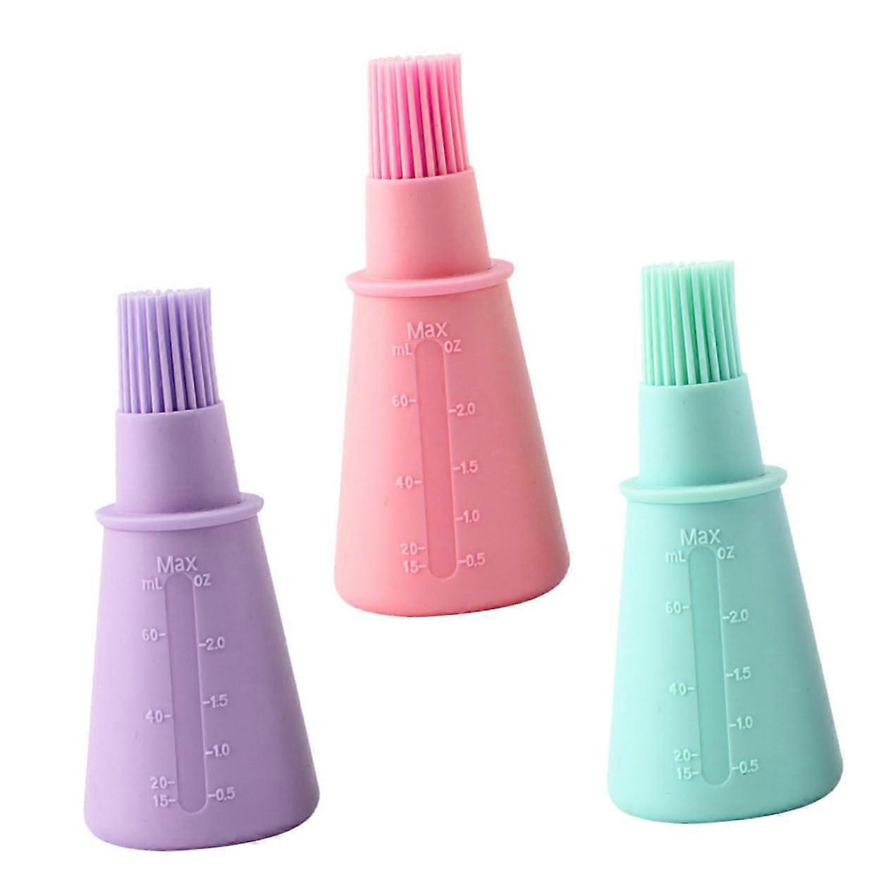 Silicone Oil Bottle Brush Set of 3 for BBQ Grill Cleaning Outdoor Use and Baking
