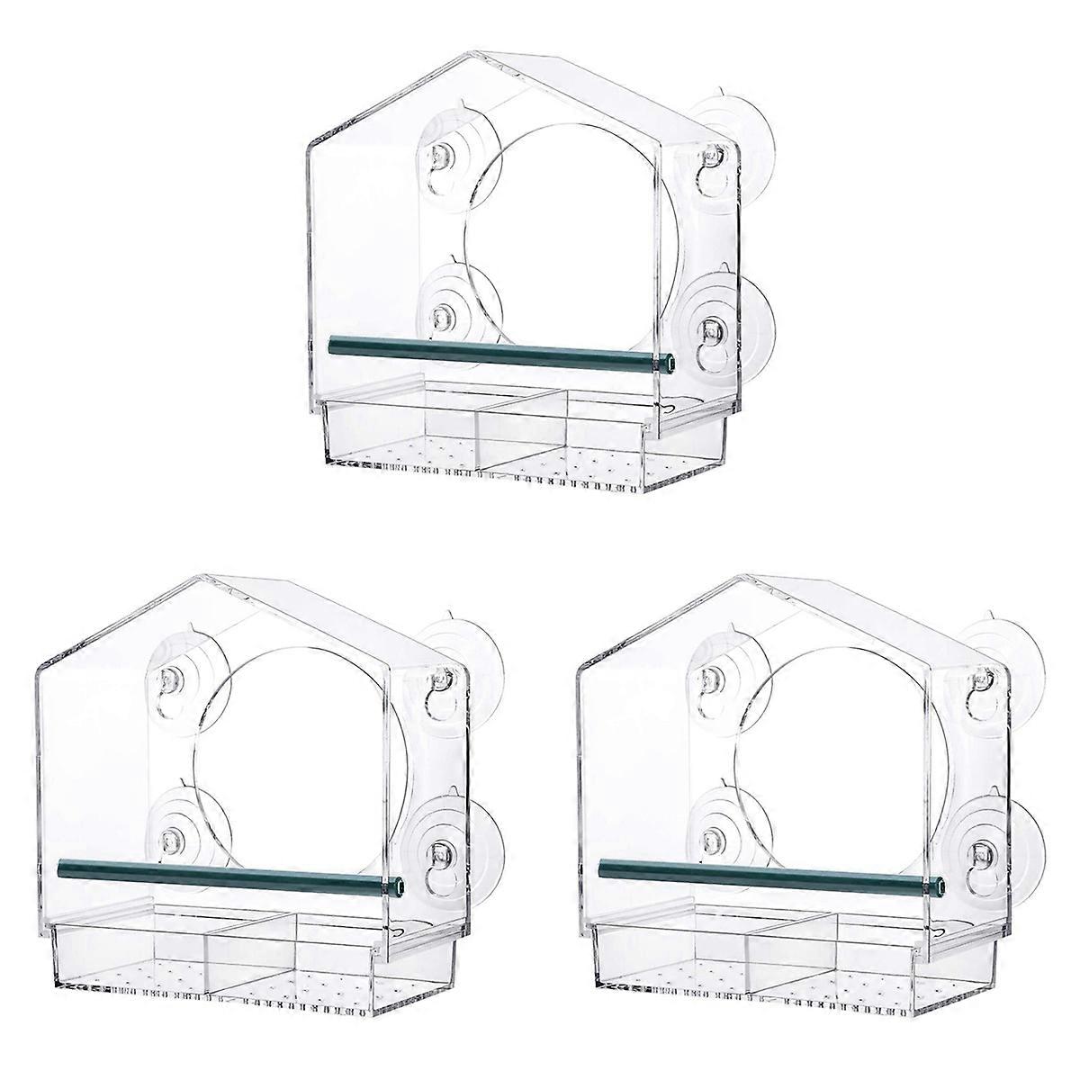 Window Bird Feeders with Strong Suction Cups, with 2 Compartment Tray