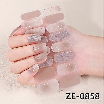 Neue Farbverlauf Zwiebelpulver Französisch Nagellack Film Nail Art Aufkleber 3D Heißprägen 16 Finger beliebte Nagelaufkleber ZE-0858 nacktes Stück + Nagelfeile