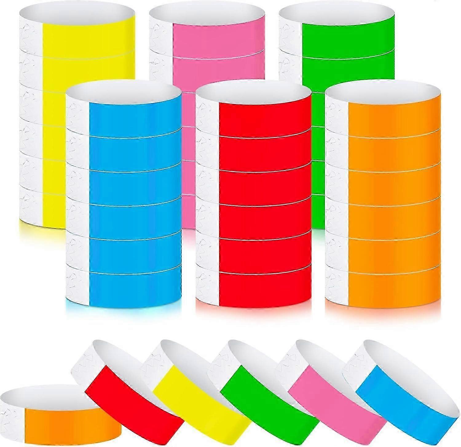 Epakh 600 Pcs Paper Neon Wrist Bands Waterproof Hand Bands For Events Lightweight Concert Neon Colored Adhesive For P